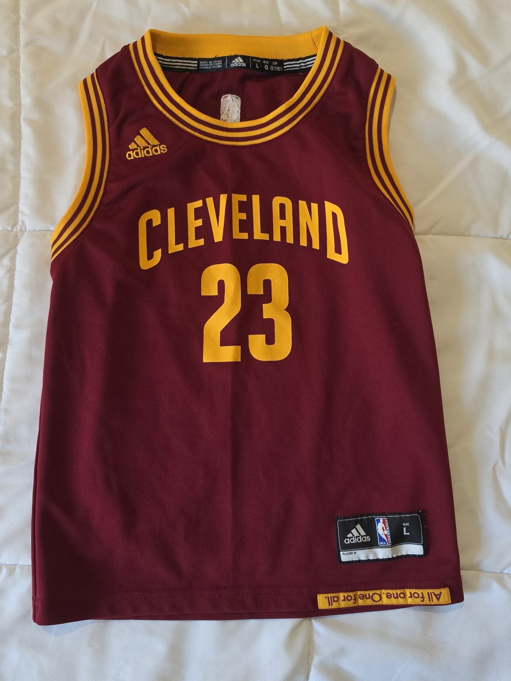 adidas Cleveland Maroon and Gold Youth Basketball Jersey 23